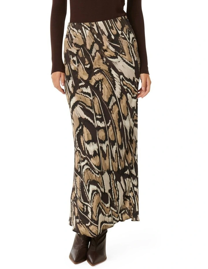 Pia Bias Midaxi Skirt in Brown Multi