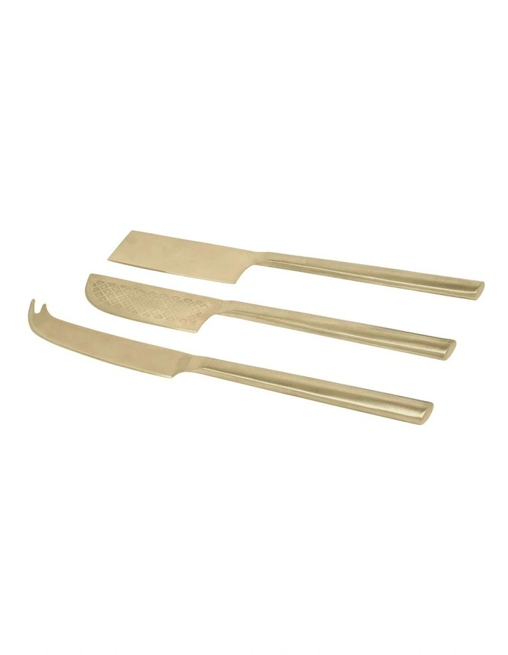 Novaro Cheese Knife Set 3 Piece in Gold