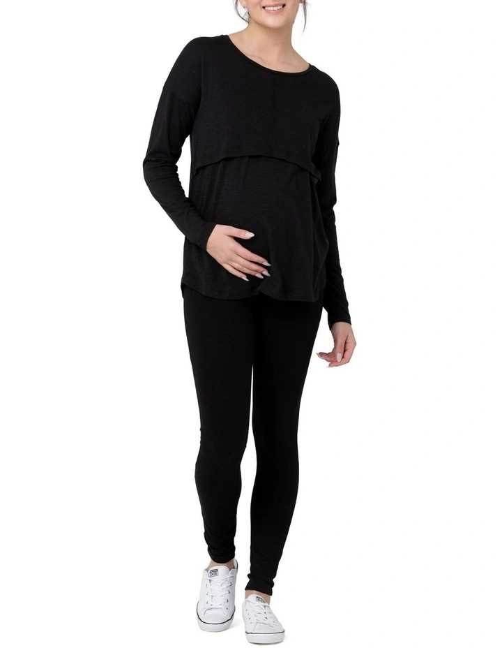 Richie Long Sleeve Nursing Tee in Black