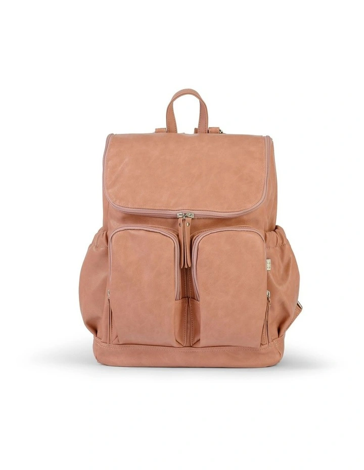 Signature Vegan Leather Nappy Backpack in Dusty Rose