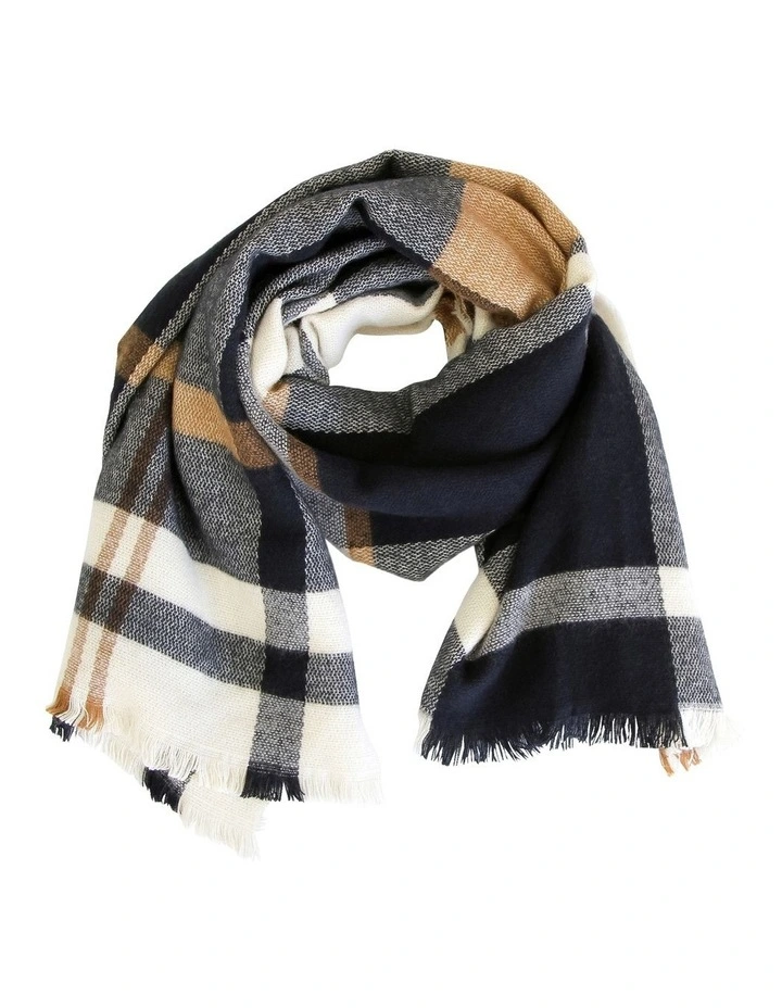 Staten Island Plaid Scarf in Blue Multi