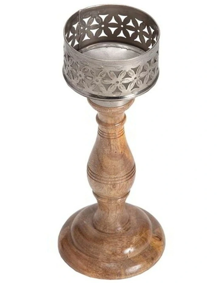 Handcrafted Bloom Pillar Candleholder 26cm in Multi