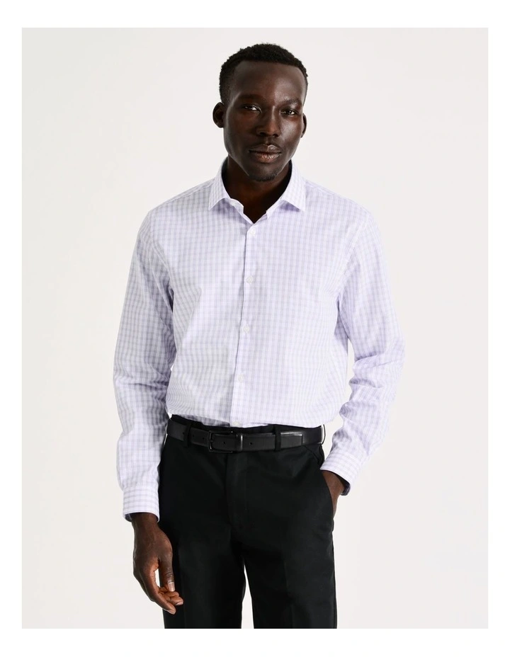 Tailored Long Sleeve 2 Colour Check Shirt in Purple