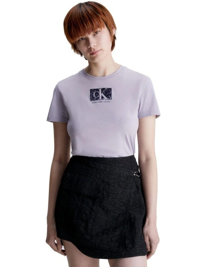 Printed Box Slim Tee in Lavender Aura