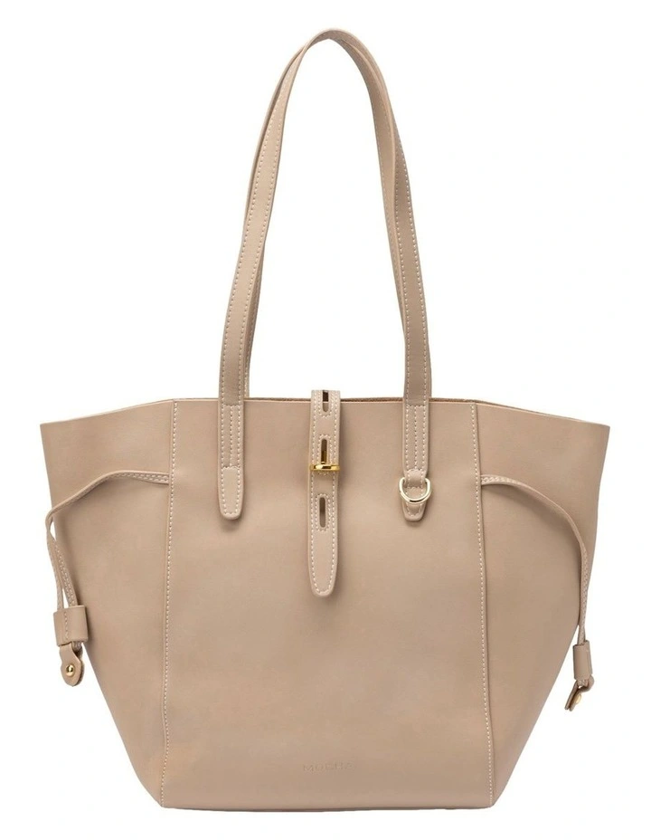 Laina Leather Tote Bag in Taupe