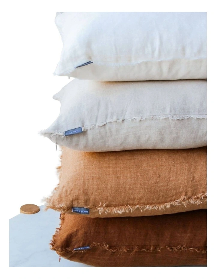 Vintage Linen Fringe Cushion Range in Tobacco