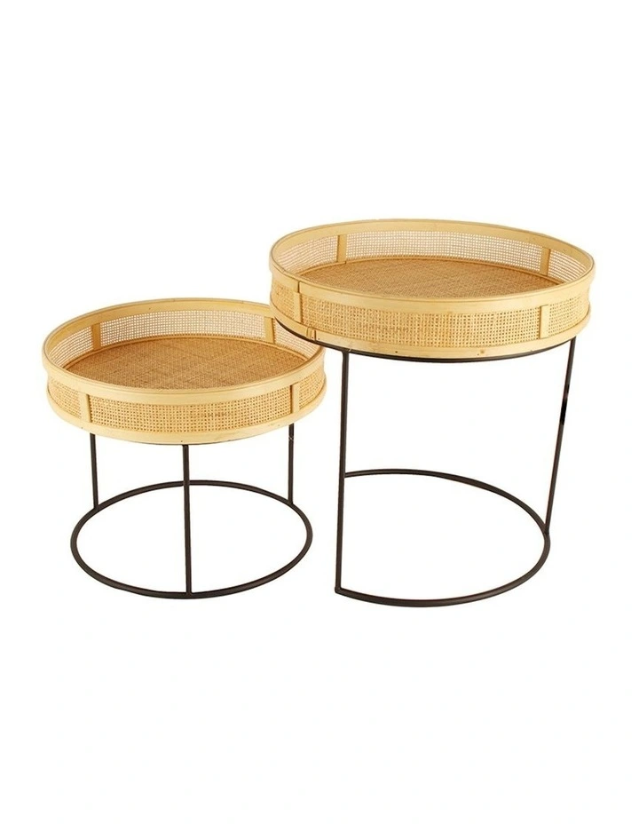 Freya Nesting Metal Table 40/45cm 2 Piece in Natural
