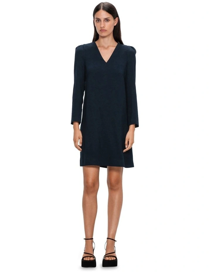 Crepe Satin Shift Dress in Ink
