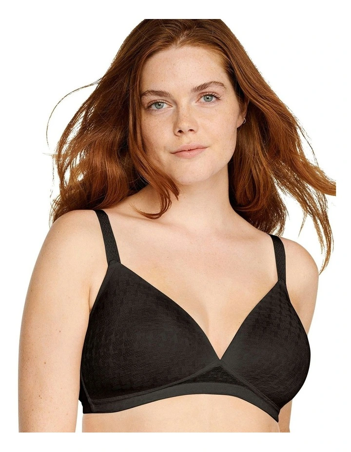 Houndstooth Pattern Seamless Wirefree Bra in Black