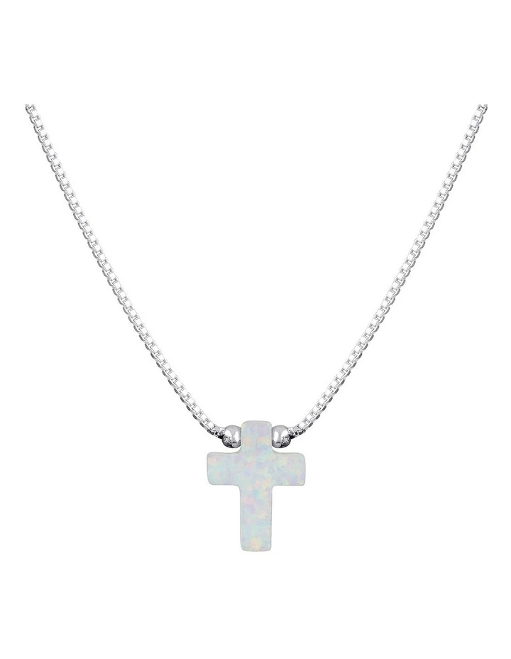 Sterling Silver Mini Cross Fine White Necklace