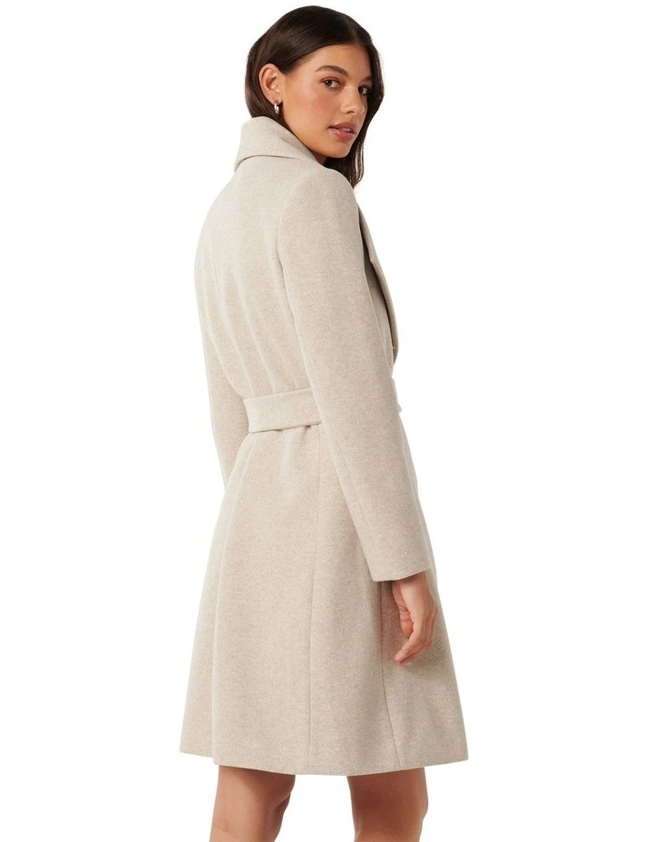 Annika Shawl Collar Wrap Coat in Beige