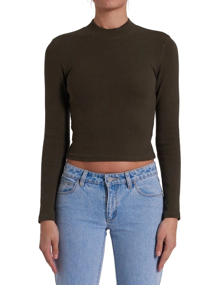 Heather Icon Long Sleeve Mock Neck in Moss