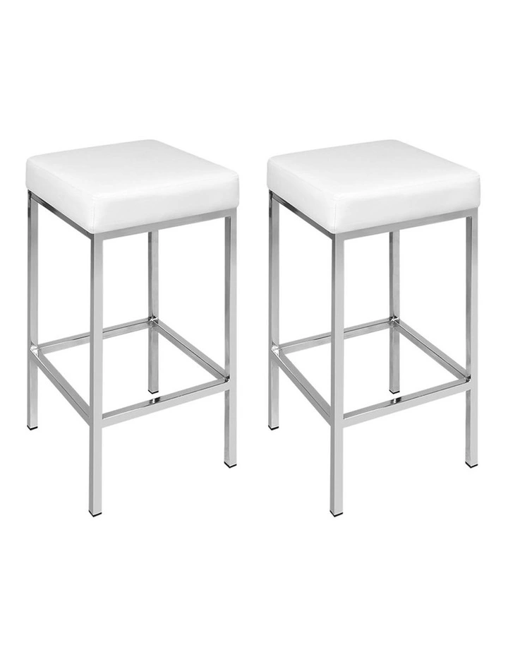 Kitchen x2 Leather Chair Bar Stools in White