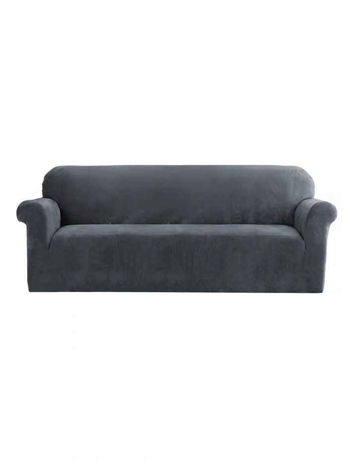 4 Seater Velvet Sofa Cover in Grey