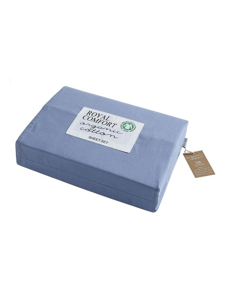 100% Pure Organic Cotton 4 Piece Sheet Set in Indigo