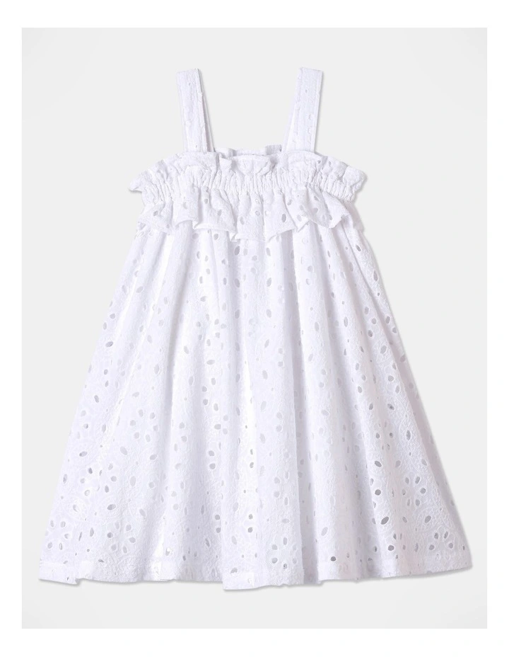 Woven Embroidery Dress in White