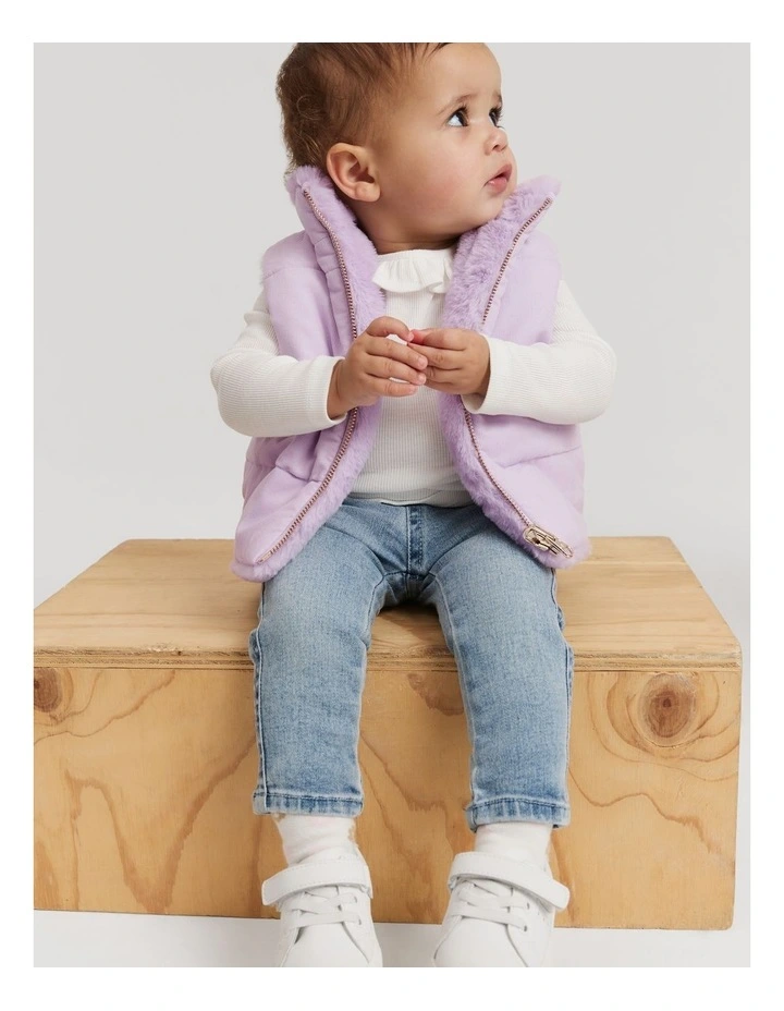 Reversible Faux Fur Vest in Lilac