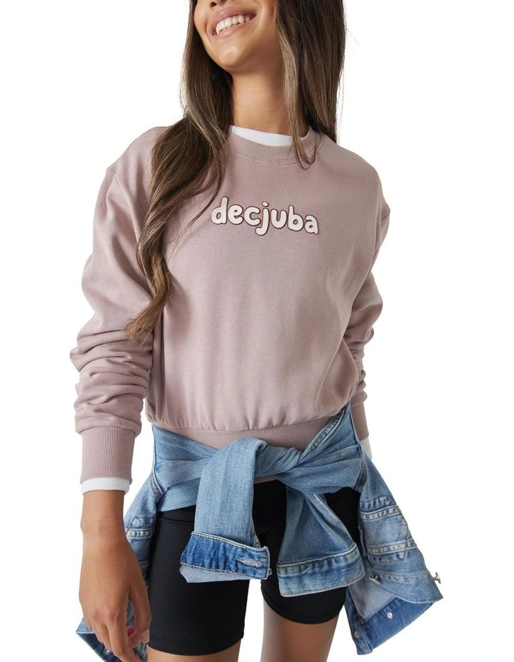 Cropped 90s Crew Sweater in Orchid