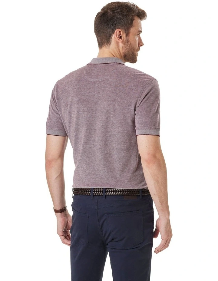 Oxford Pocket Polo Shirt in Burgundy
