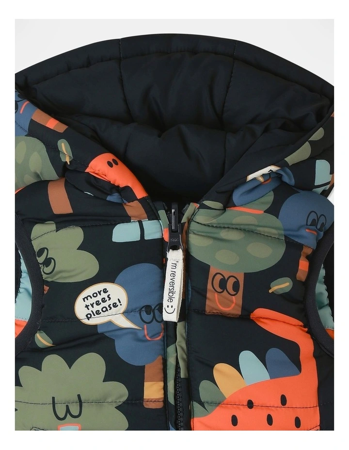 Sydney Printed Puffer in Navy