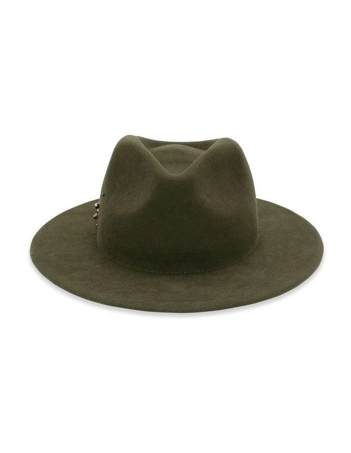 Petra Wool Fedora in Khaki Green