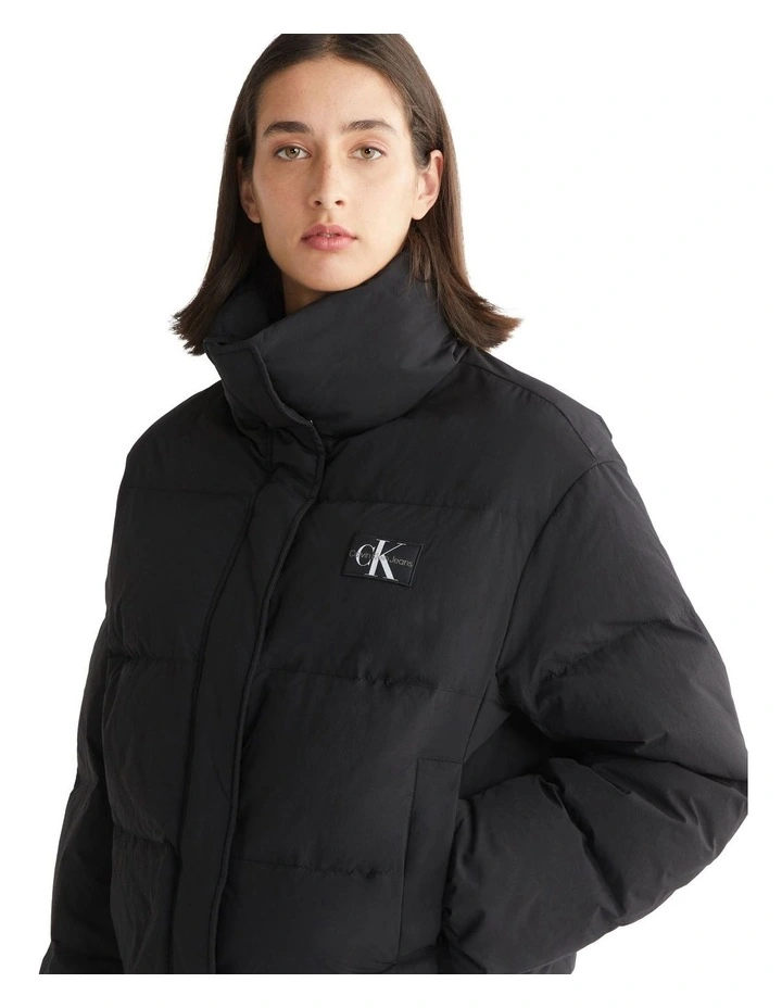 Down Soft Touch Label Puffer Jacket in Black