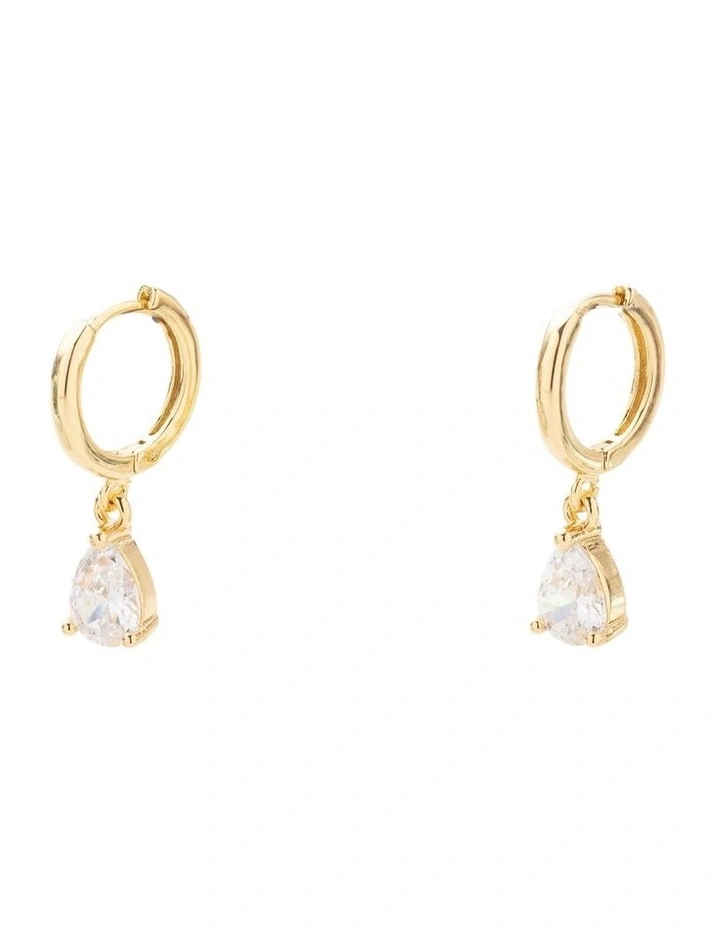 Reborn Classic Drop Huggies Earrings in Clear
