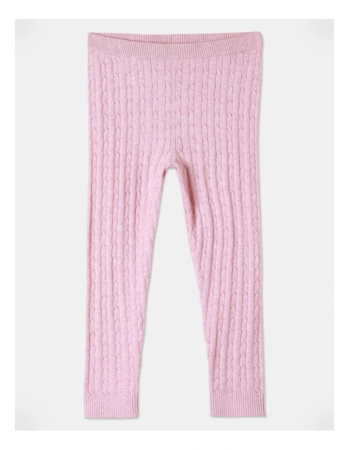 Cable Knit Legging (3-8 Years) in Light Pink
