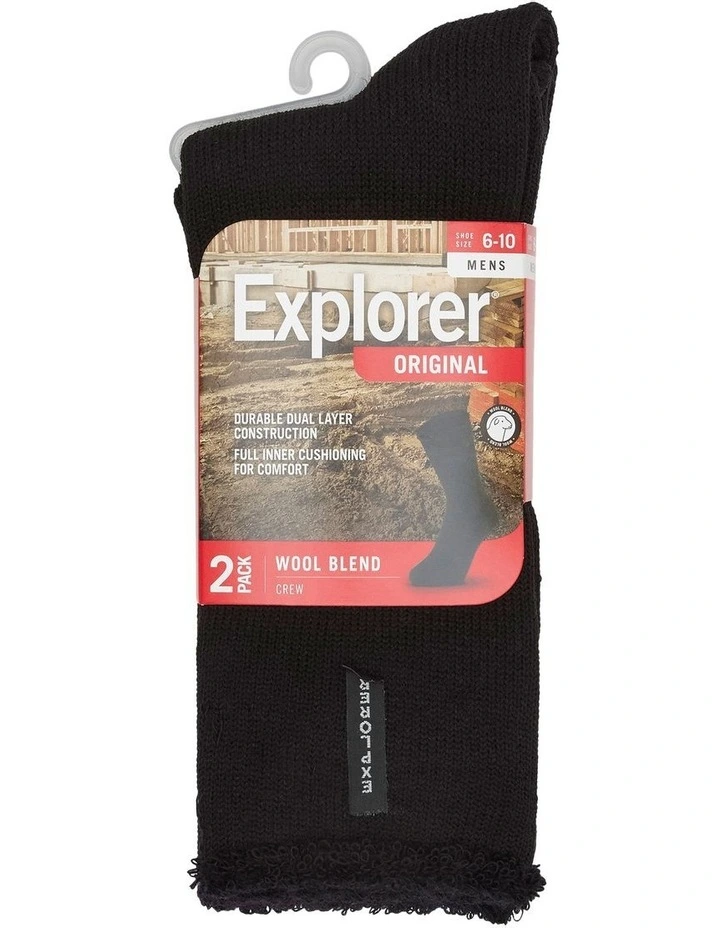 Explorer Original Wool Socks 2-Pack in Black