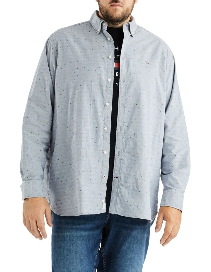 Oxford Fil Coupe Long Sleeve Shirt in Blue