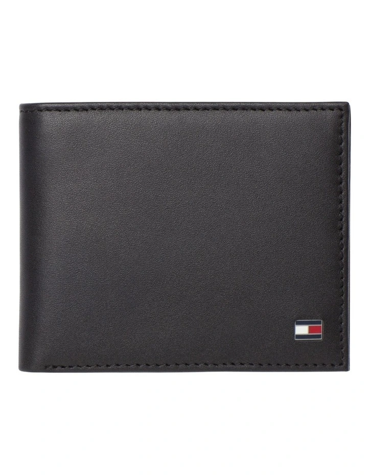 Eton Small Embossed Leather Bifold Wallet in Black