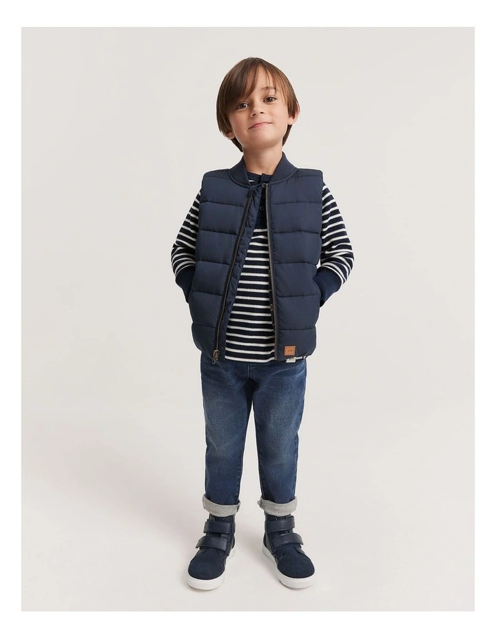 Rib Nylon Vest in Navy