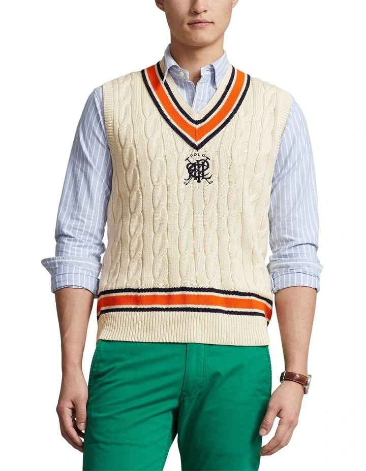 Crest Cotton Cricket Vest in White