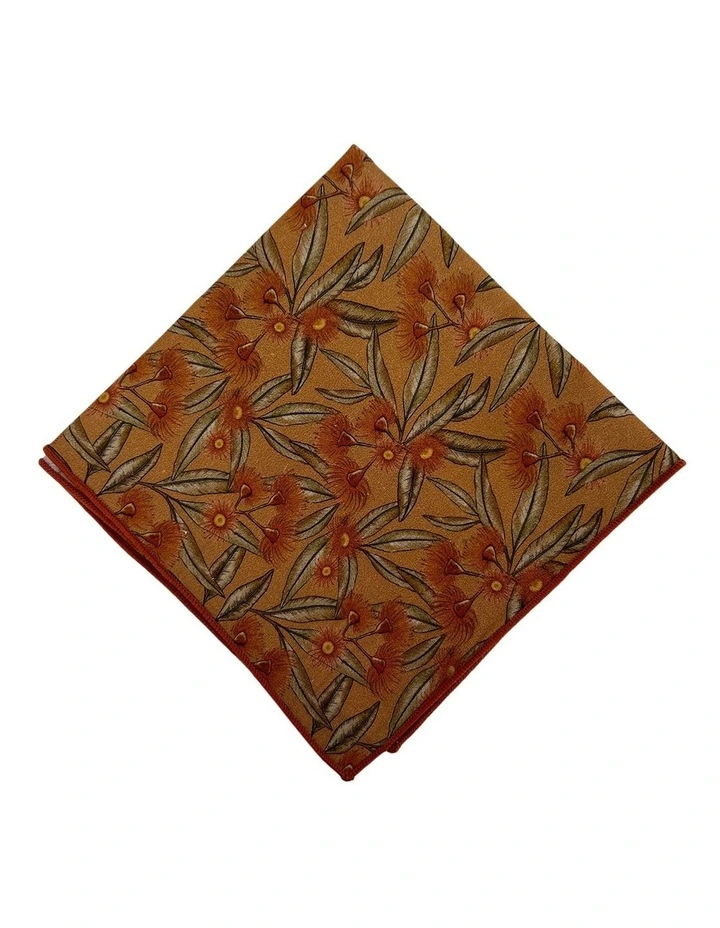 Flowering Gum Terracotta Pocket Square in Orange Multi