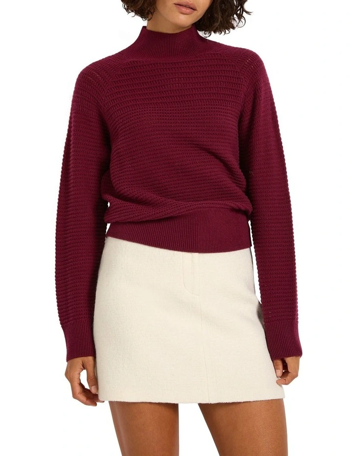 Cleo High Neck Knit in Enchanted in Red