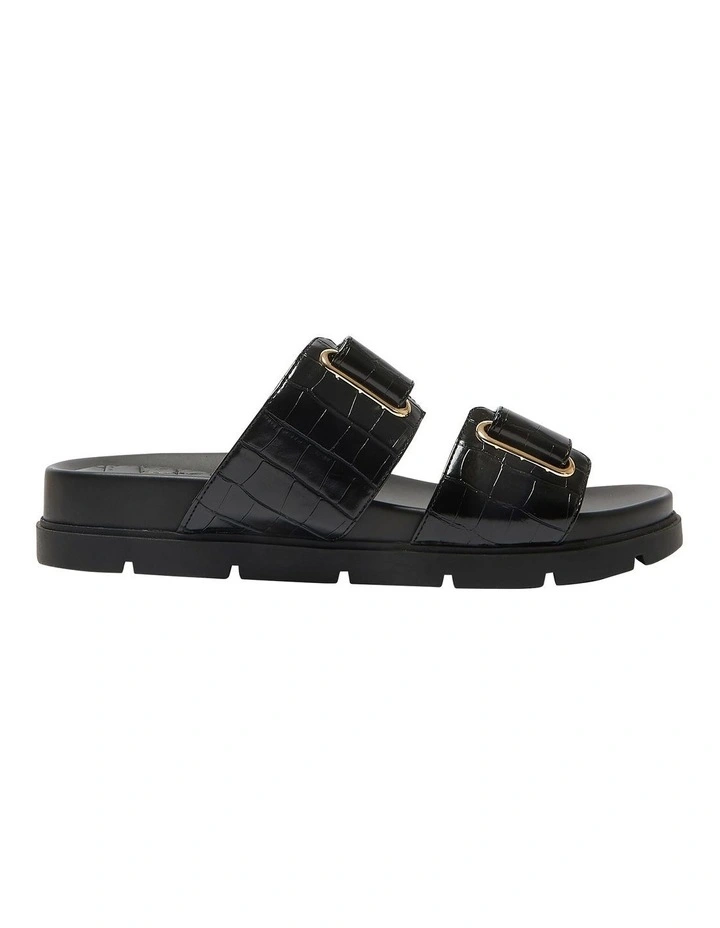 Calvin Sandals in Black Croc Print