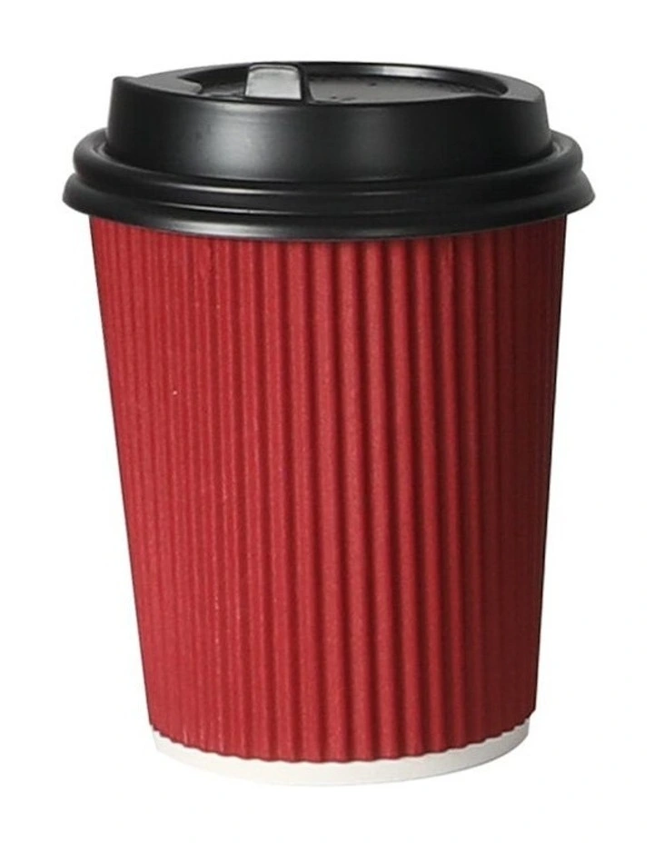 8oz Disposable Takeaway Coffee Paper Cups With Lids 1000 Pieces in Red