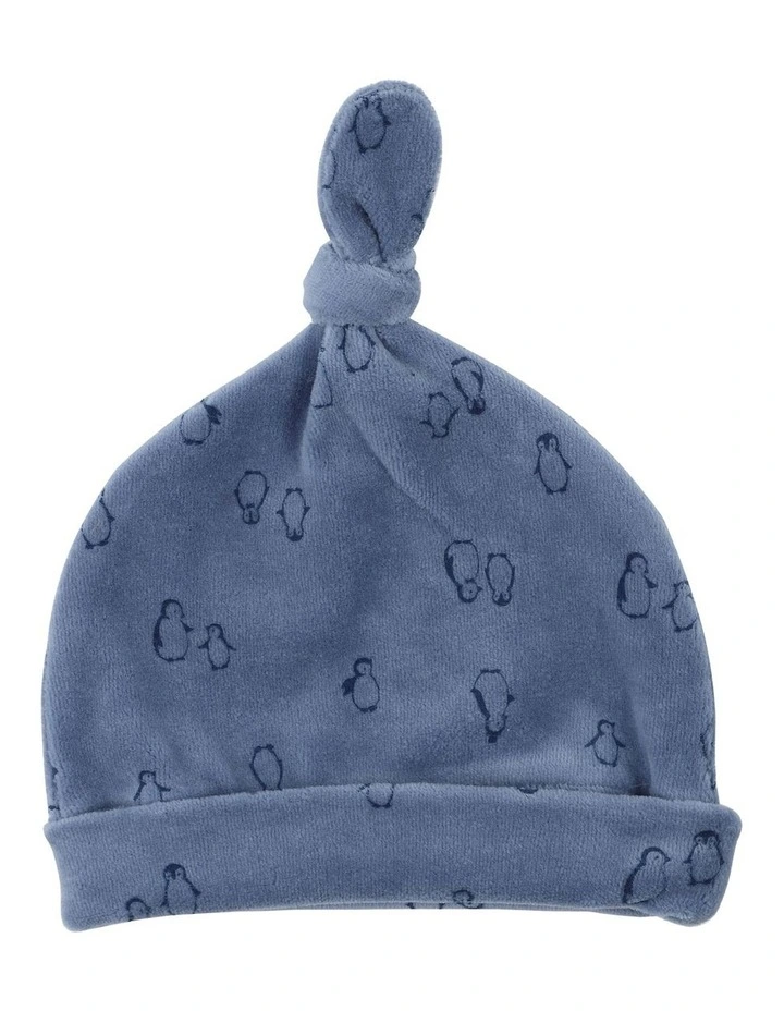 Blair Velour Beanie in Blue