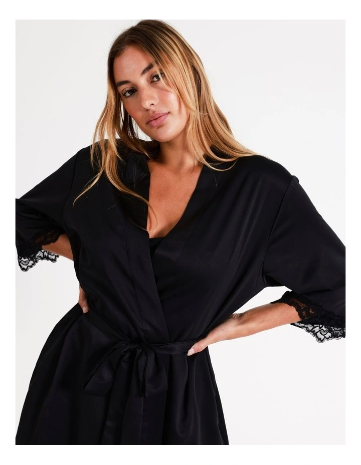 Satin Robe in Black