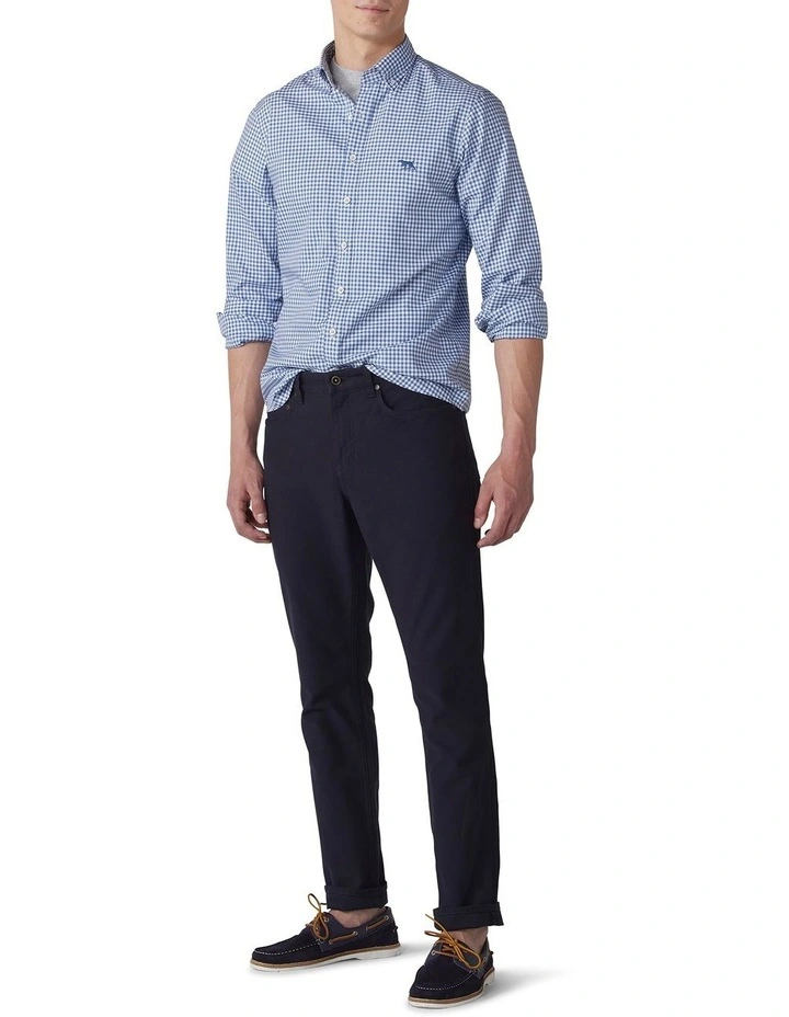 Superfine Gunn Check Oxford Sports Fit Shirt in Sea Blue
