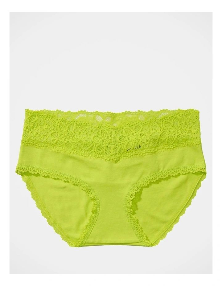 Cotton Eyelash Lace Boybrief Underwear in Lime Slush