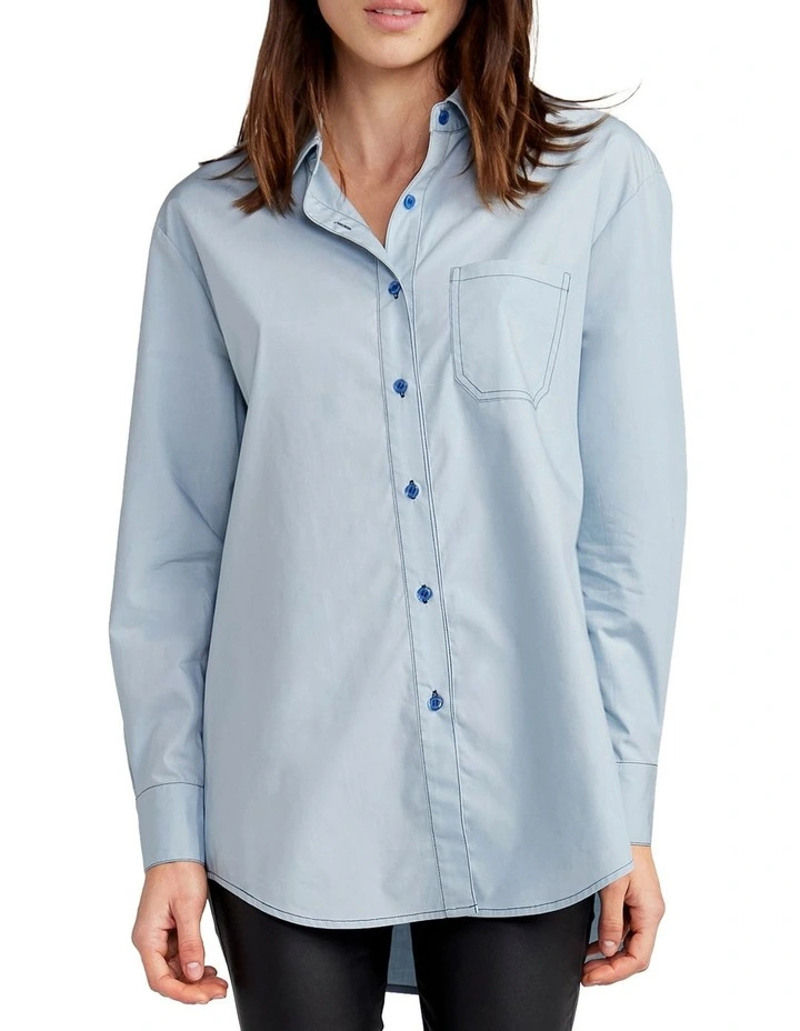 My Girl Oversized Shirt in Dusty Blue