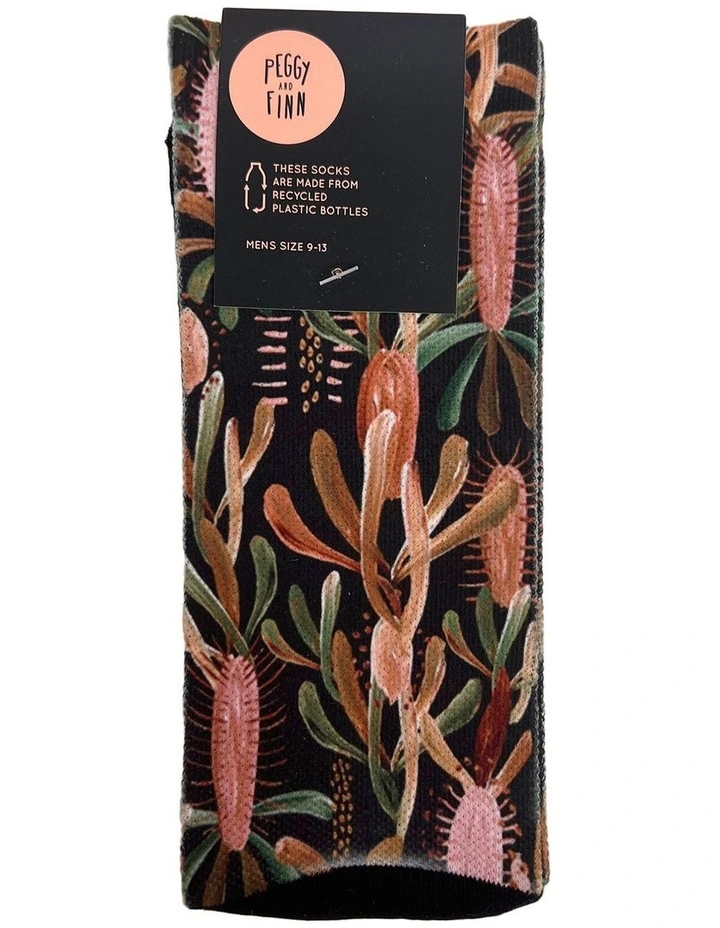 Recycled Polyester Socks Grass Tree in Black