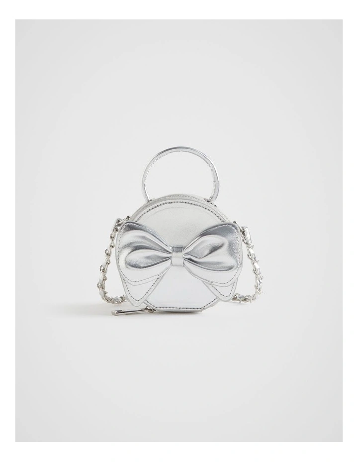 Mini Bow Cross Body in Silver