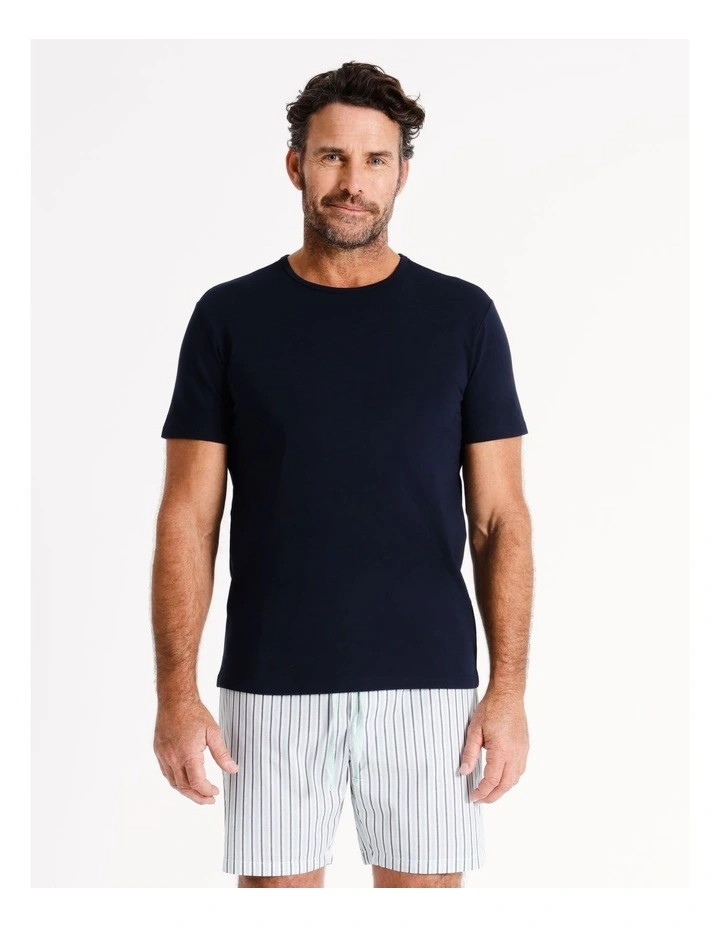 Short Sleeve Soft Wash Tee & Short Set Summer Stripe in Grey Marle