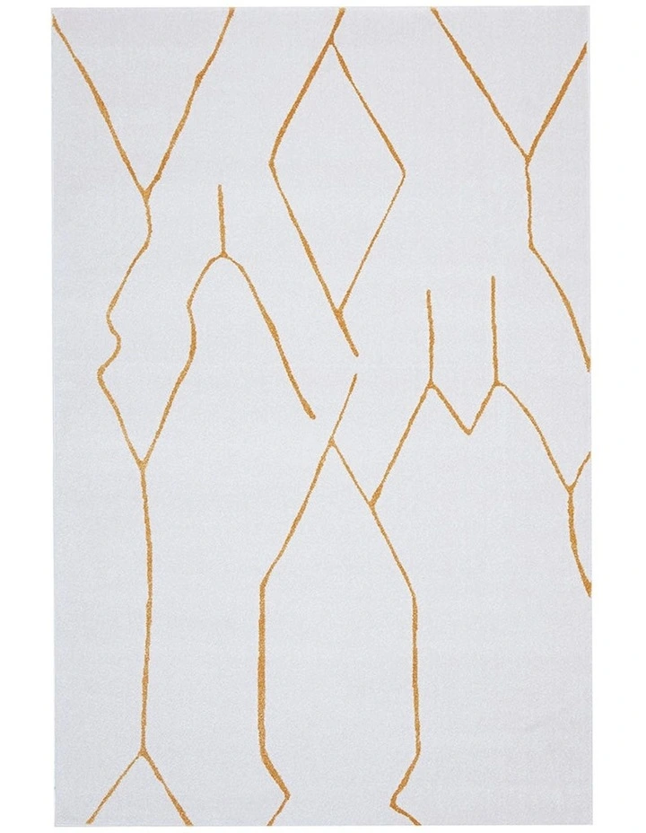 Paradise Ivy Gold Rug in White