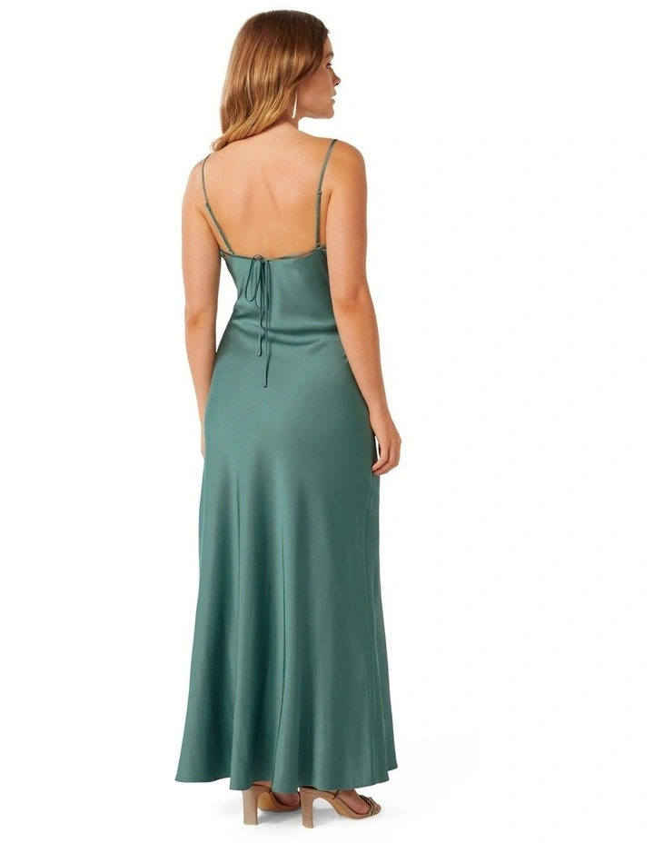 Mia Satin Maxi Dress in Green