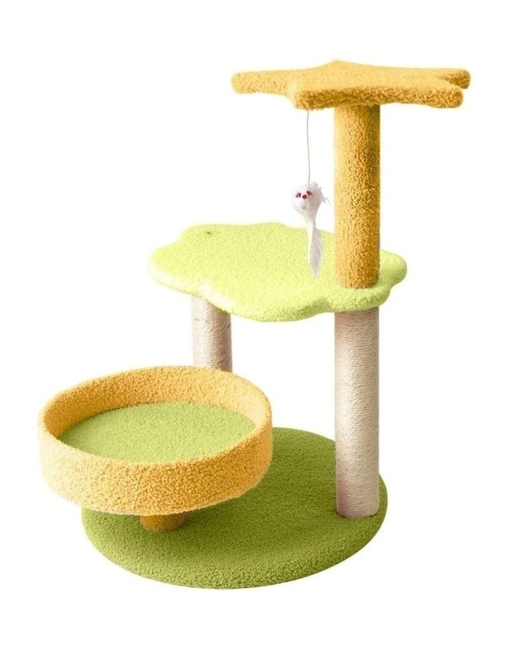 Galaxy Scratching Post Pet Scratcher Tree 75cm in Yellow Green