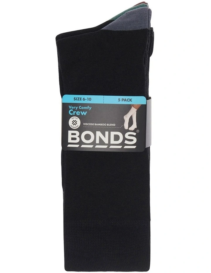 Bamboo Heel and Toe Socks 5 Pack in Black