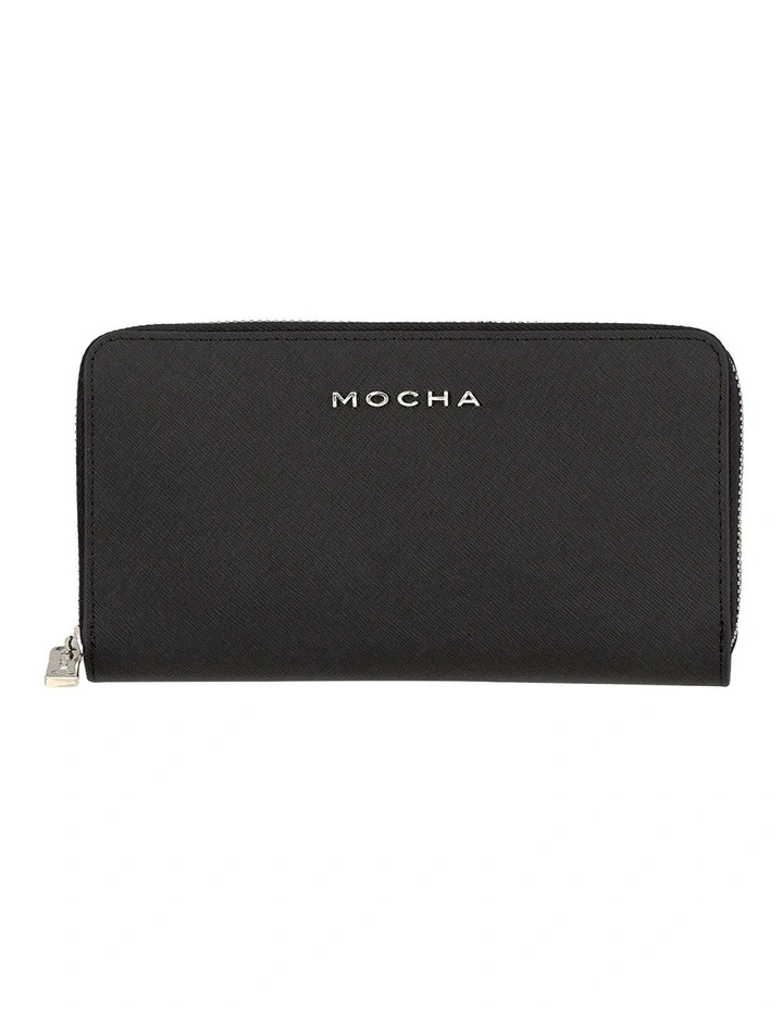 Mocha Kristi Leather Wallet Black/Silver